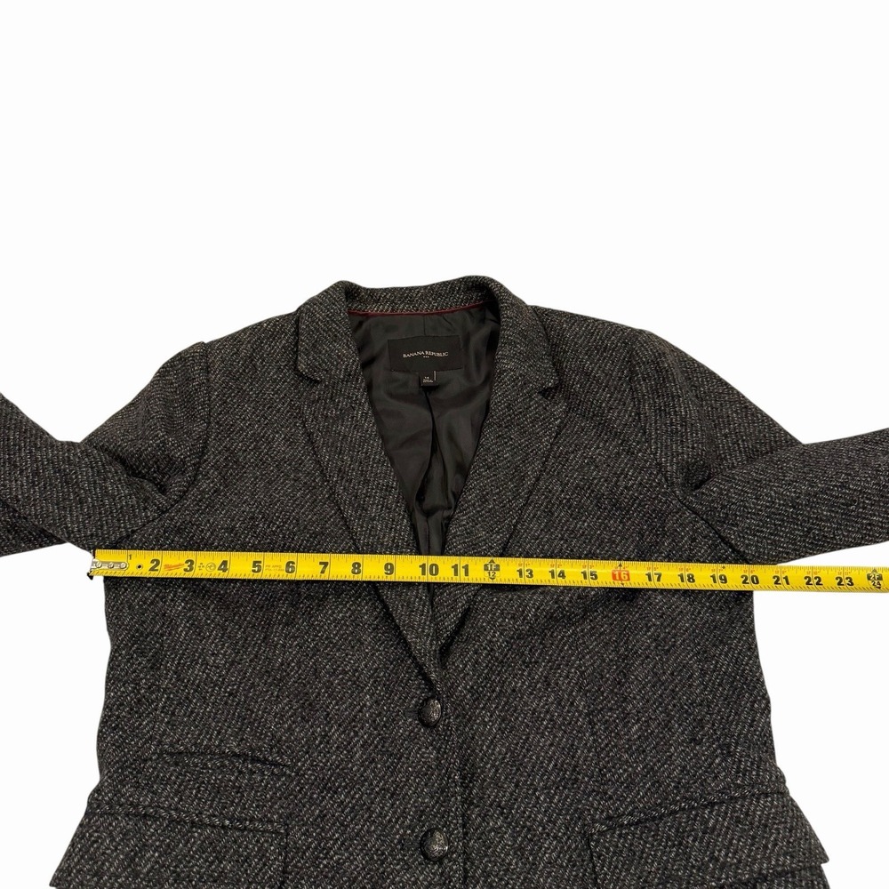 Banana Republic Factory Blazer Gray Tweed Twill Womens 14 Preppy Classic Academy - Picture 7 of 12